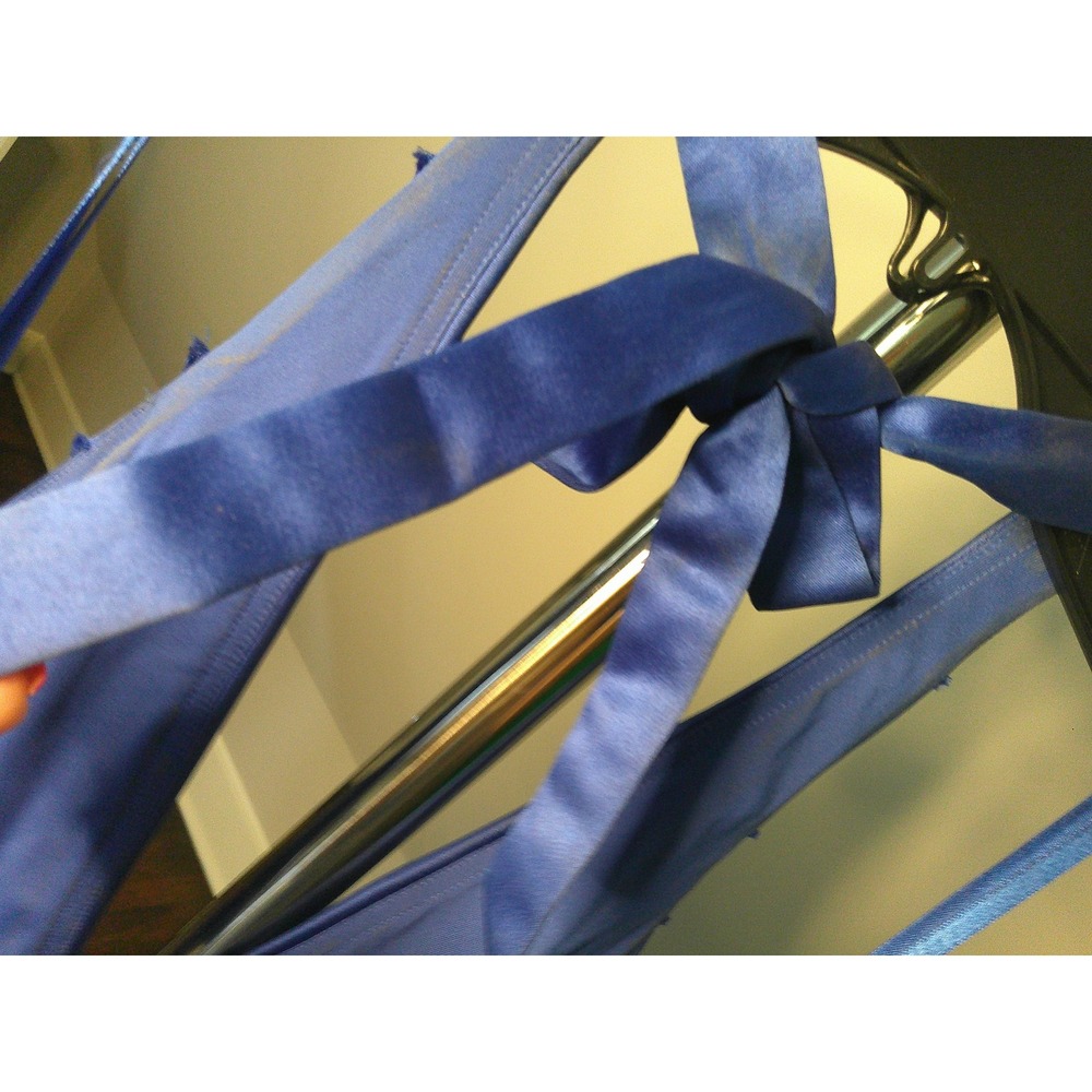 BCBGMAXAZRIA Cocktail‎ Dress Womens 8 Blue Good Satin Tiered Halter Mini - Picture 7 of 12